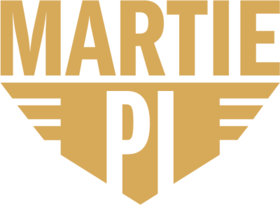 Golden Logo for Martie PI, Licensed Private Investigator